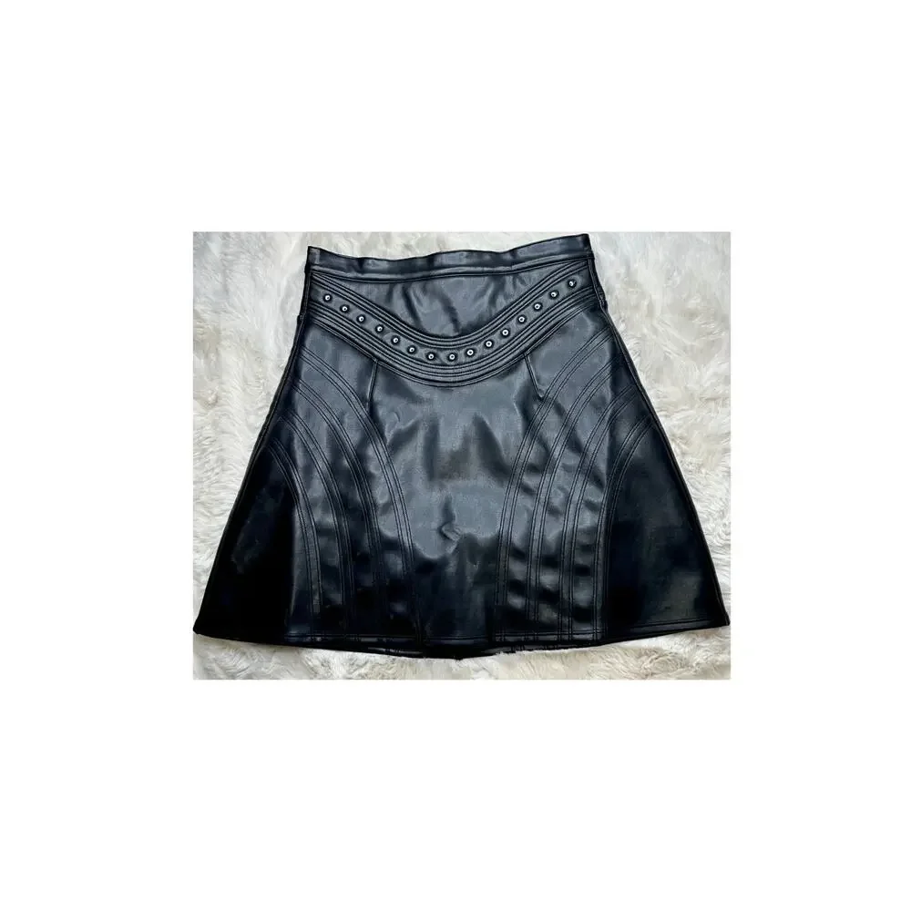 NWT Honey Birdette Connie Skirt XL – Black Faux Leather - Picture 2 of 11